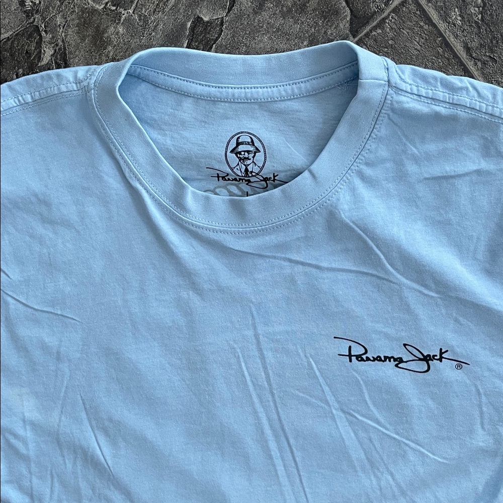 PANAMA JACK Sky Blue Retro Short Sleeve Graphic Tee Resortwear Summer Urban